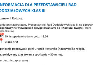 spotkanie rodziców uczniów klas 3