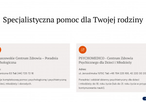 Lista miejsc, gdzie szukać pomocy w mieście: Miejski Ośrodek Pomocy Społecznej, Powiatowe Centrum Pomocy Rodzinie oraz Poradnia Psychologiczno-Pedagogiczna z ich adresami, telefonami i zakresem wsparcia.